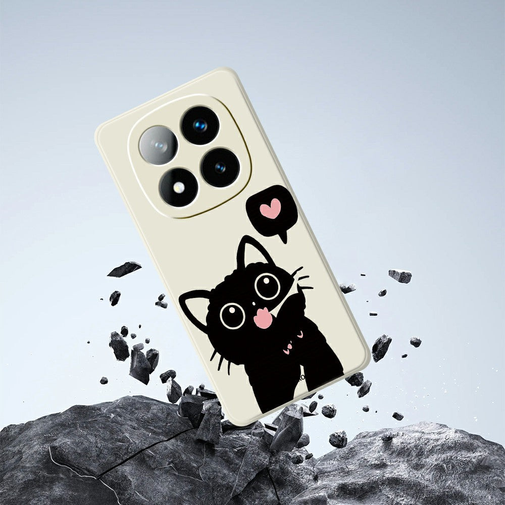 For Xiaomi Redmi Note 15 Pro 5G (Global) Case Love Black Cat Pattern Printing Straight Edge TPU Phone Back Cover