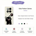For Xiaomi Redmi Note 15 Pro 5G (Global) Case Love Black Cat Pattern Printing Straight Edge TPU Phone Back Cover