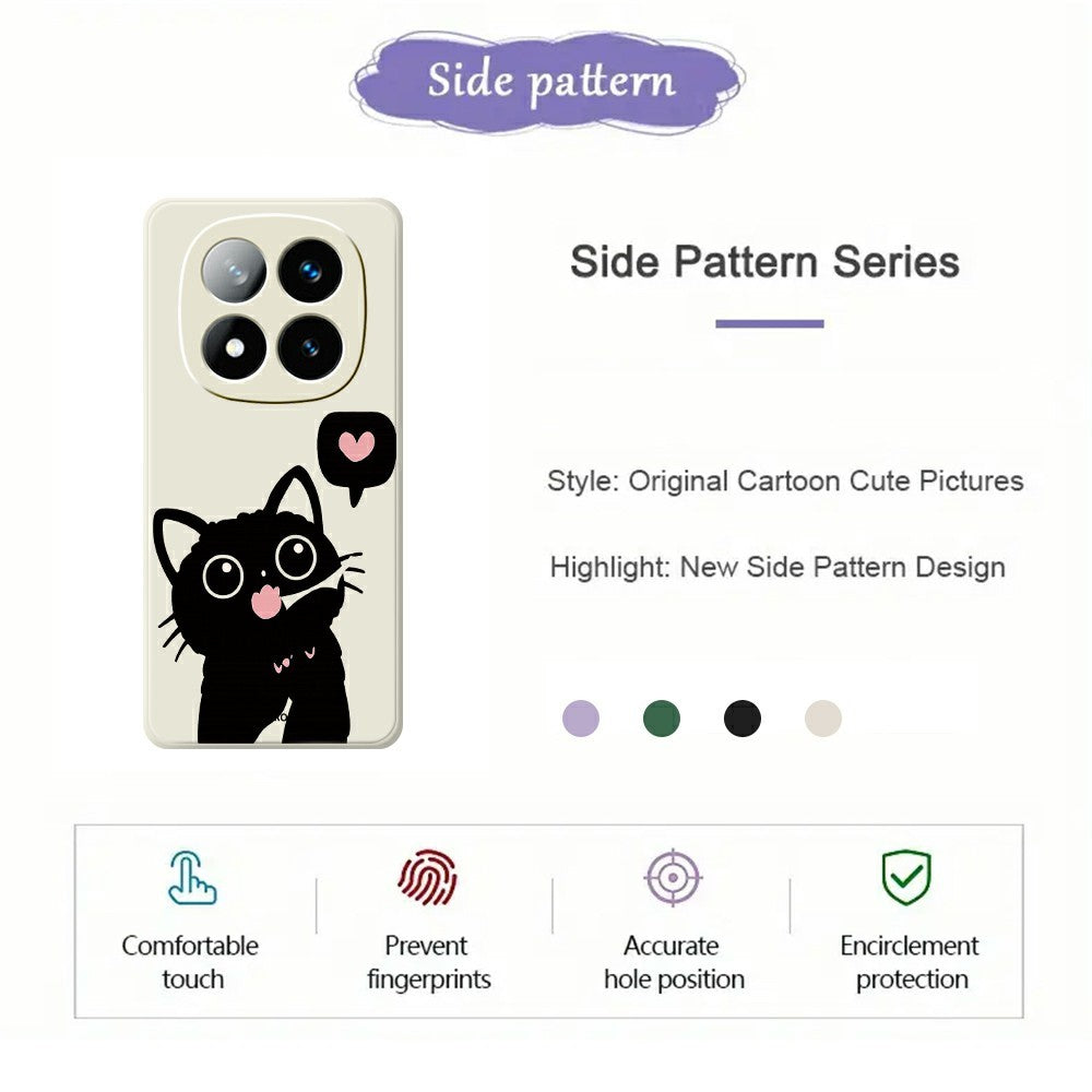 For Xiaomi Redmi Note 15 Pro 5G (Global) Case Love Black Cat Pattern Printing Straight Edge TPU Phone Back Cover