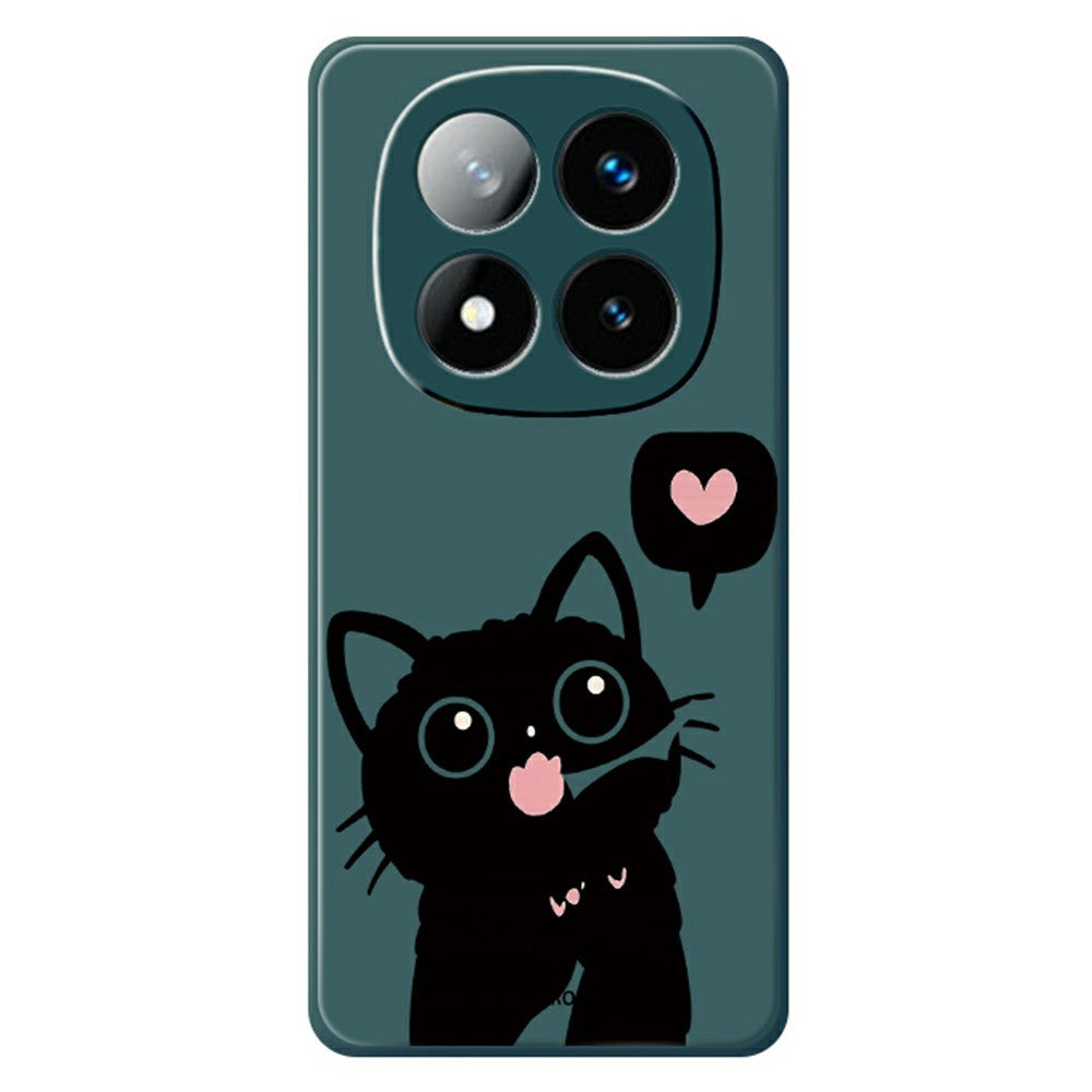 For Xiaomi Redmi Note 15 Pro 5G (Global) Case Love Black Cat Pattern Printing Straight Edge TPU Phone Back Cover