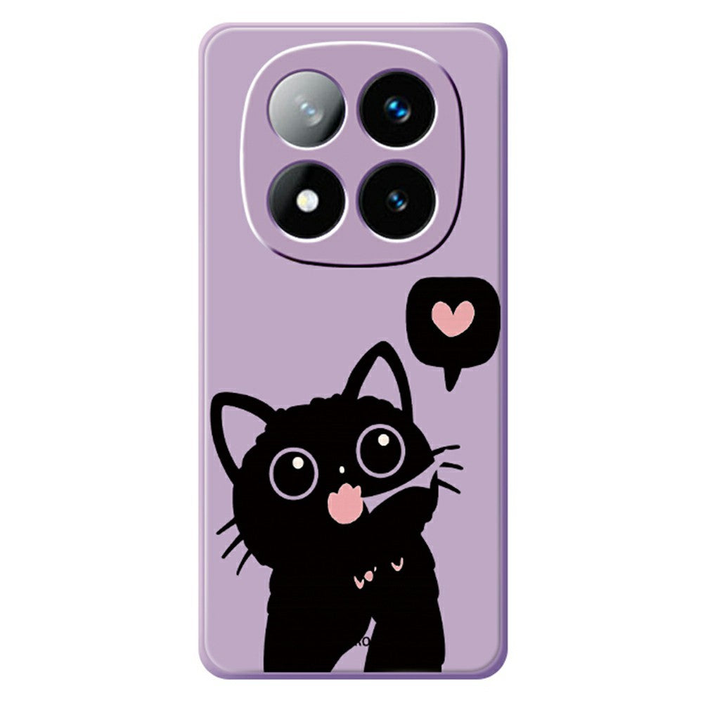 For Xiaomi Redmi Note 15 Pro 5G (Global) Case Love Black Cat Pattern Printing Straight Edge TPU Phone Back Cover