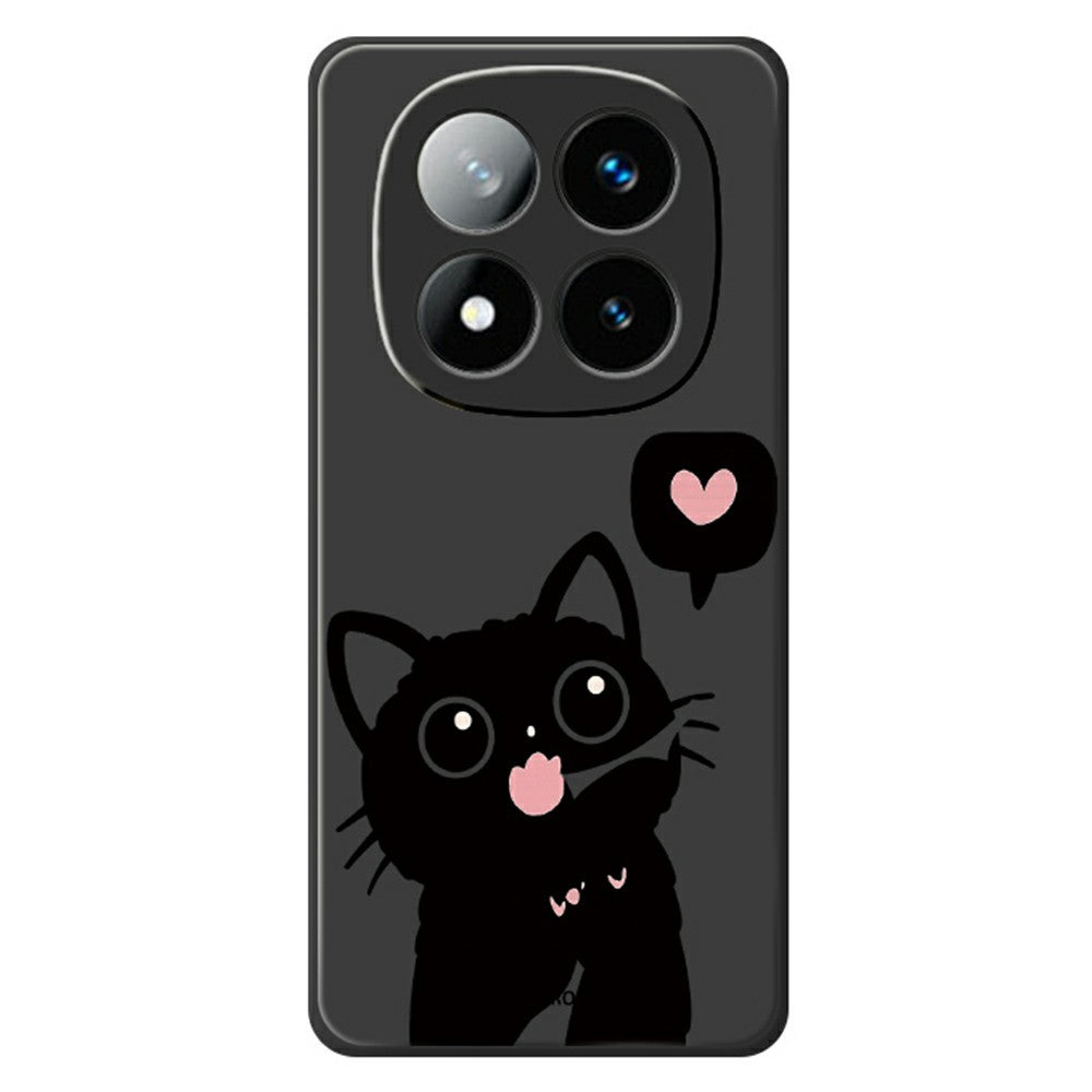 For Xiaomi Redmi Note 15 Pro 5G (Global) Case Love Black Cat Pattern Printing Straight Edge TPU Phone Back Cover