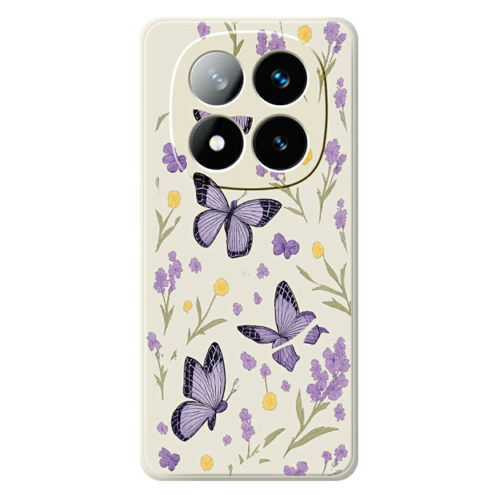 For Xiaomi Redmi Note 15 Pro 5G (Global) Case Purple Butterflies Pattern Printing Straight Edge TPU Phone Back Cover