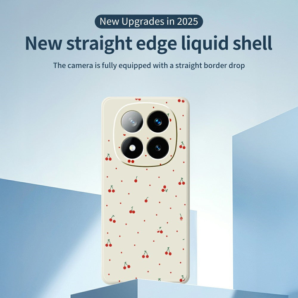 For Xiaomi Redmi Note 15 Pro 5G (Global) Case Red Cherry Pattern Printing Straight Edge TPU Phone Back Cover