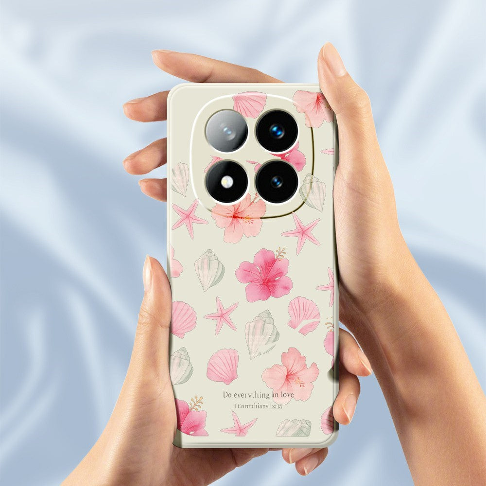 For Xiaomi Redmi Note 15 Pro 5G (Global) Case Shell Peach Blossom Pattern Printing Straight Edge TPU Phone Back Cover