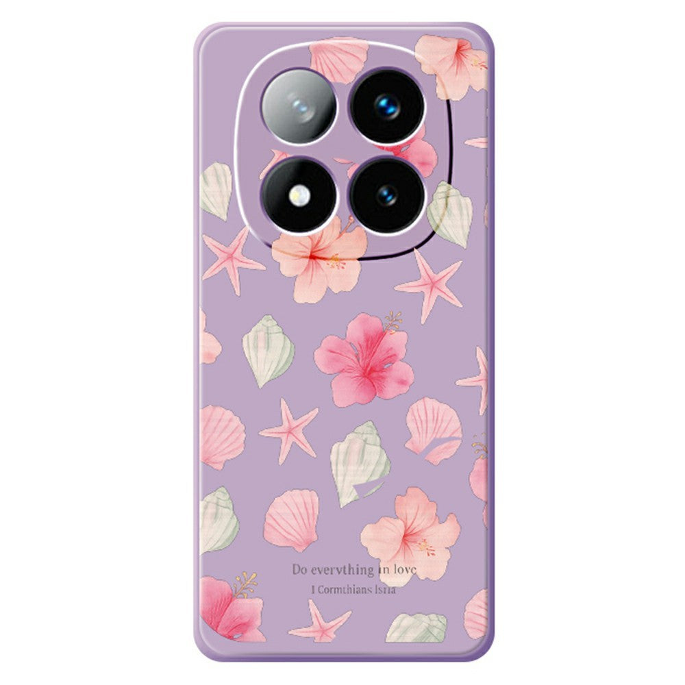 For Xiaomi Redmi Note 15 Pro 5G (Global) Case Shell Peach Blossom Pattern Printing Straight Edge TPU Phone Back Cover