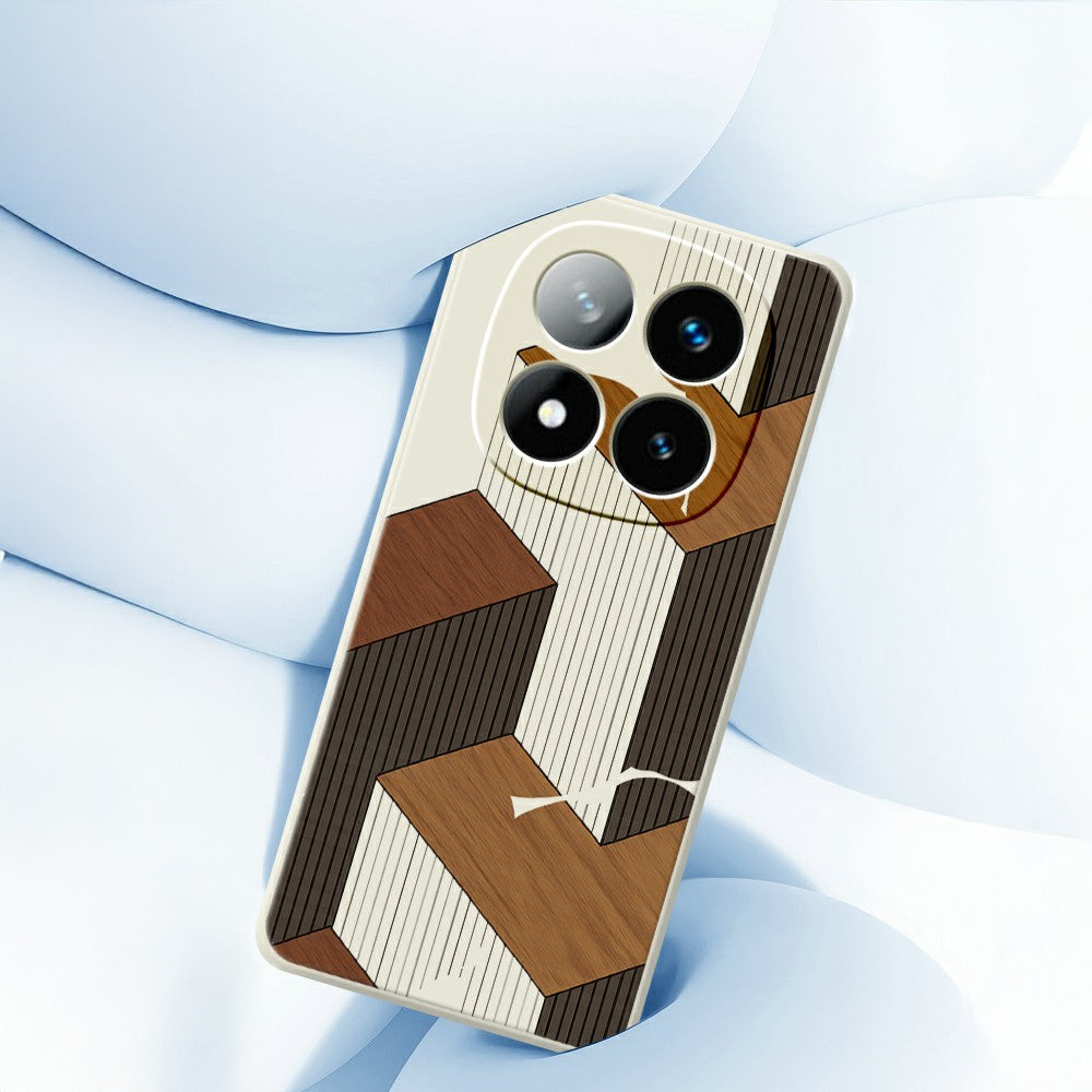 For Xiaomi Redmi Note 15 Pro 5G (Global) Case Geometric Wood Grain Pattern Printing Straight Edge TPU Phone Back Cover