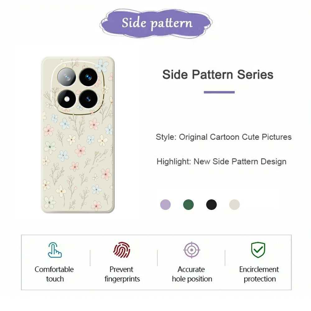 For Xiaomi Redmi Note 15 Pro 5G (Global) Case Small Flower Branches Pattern Printing Straight Edge TPU Phone Back Cover