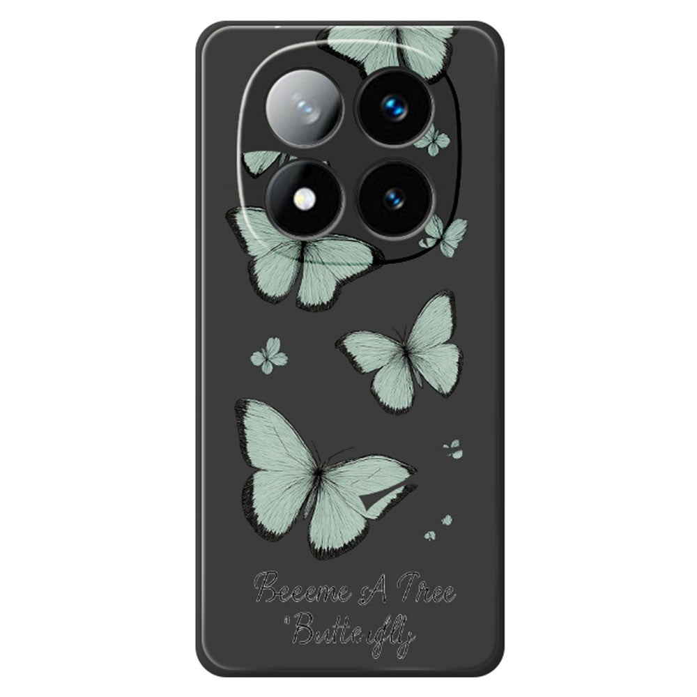 For Xiaomi Redmi Note 15 Pro+ 5G (Global)  /  Poco M8 Pro 5G Case Green Butterfly Pattern Printing Straight Edge TPU Phone Back Cover
