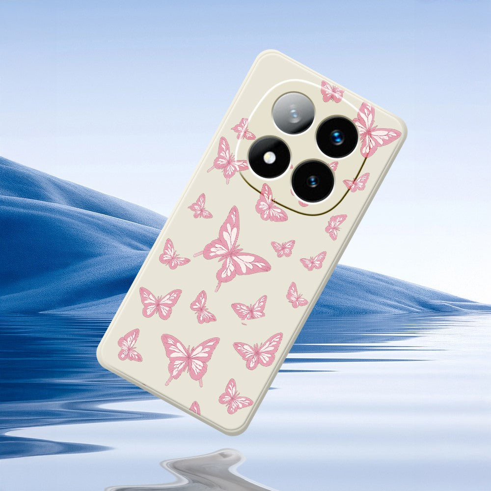 For Xiaomi Redmi Note 15 Pro+ 5G (Global)  /  Poco M8 Pro 5G Case Pink Butterflies Pattern Printing Straight Edge TPU Phone Back Cover