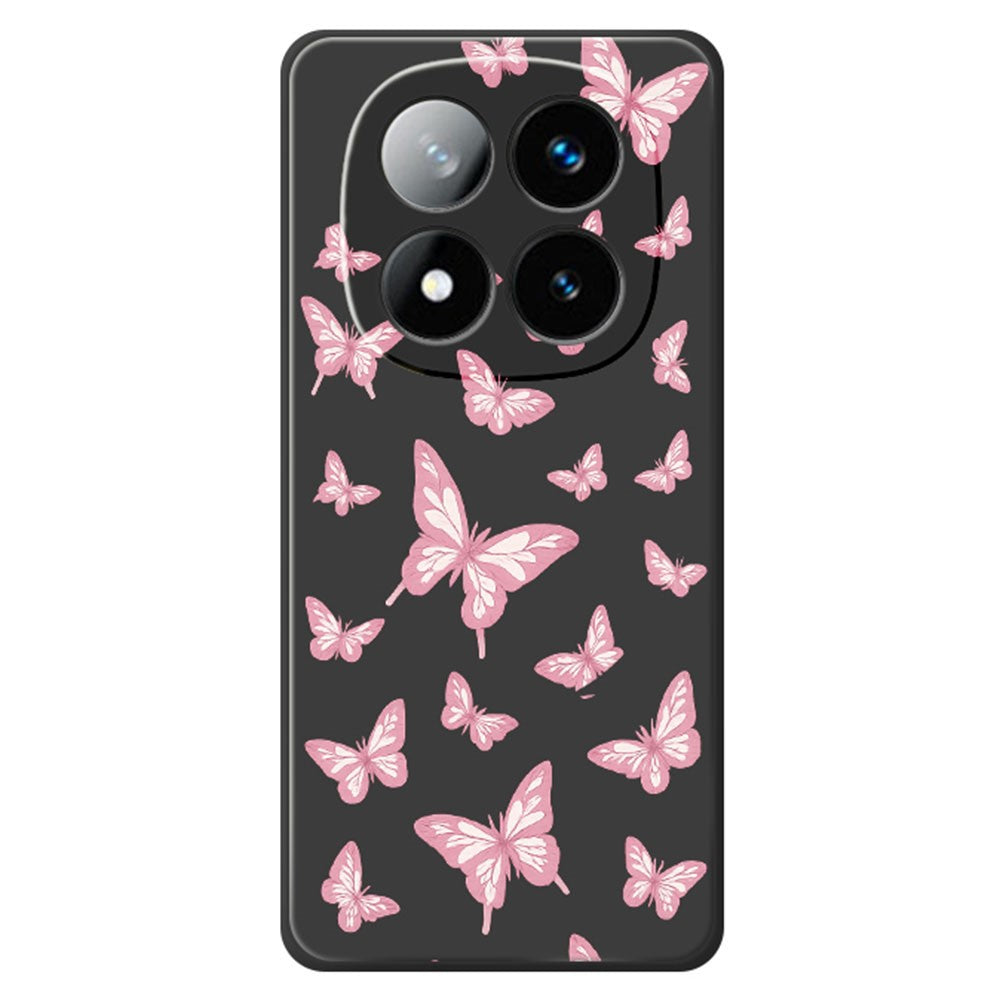 For Xiaomi Redmi Note 15 Pro+ 5G (Global)  /  Poco M8 Pro 5G Case Pink Butterflies Pattern Printing Straight Edge TPU Phone Back Cover