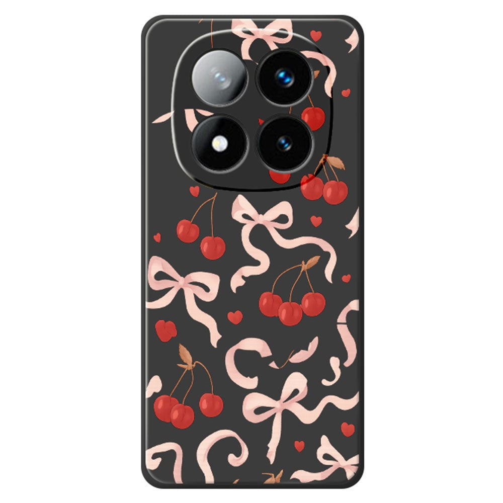 For Xiaomi Redmi Note 15 Pro+ 5G (Global)  /  Poco M8 Pro 5G Case Big Bow Cherry Pattern Printing Straight Edge TPU Phone Back Cover