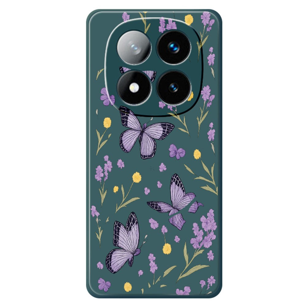 For Xiaomi Redmi Note 15 Pro+ 5G (Global)  /  Poco M8 Pro 5G Case Purple Butterflies Pattern Printing Straight Edge TPU Phone Back Cover