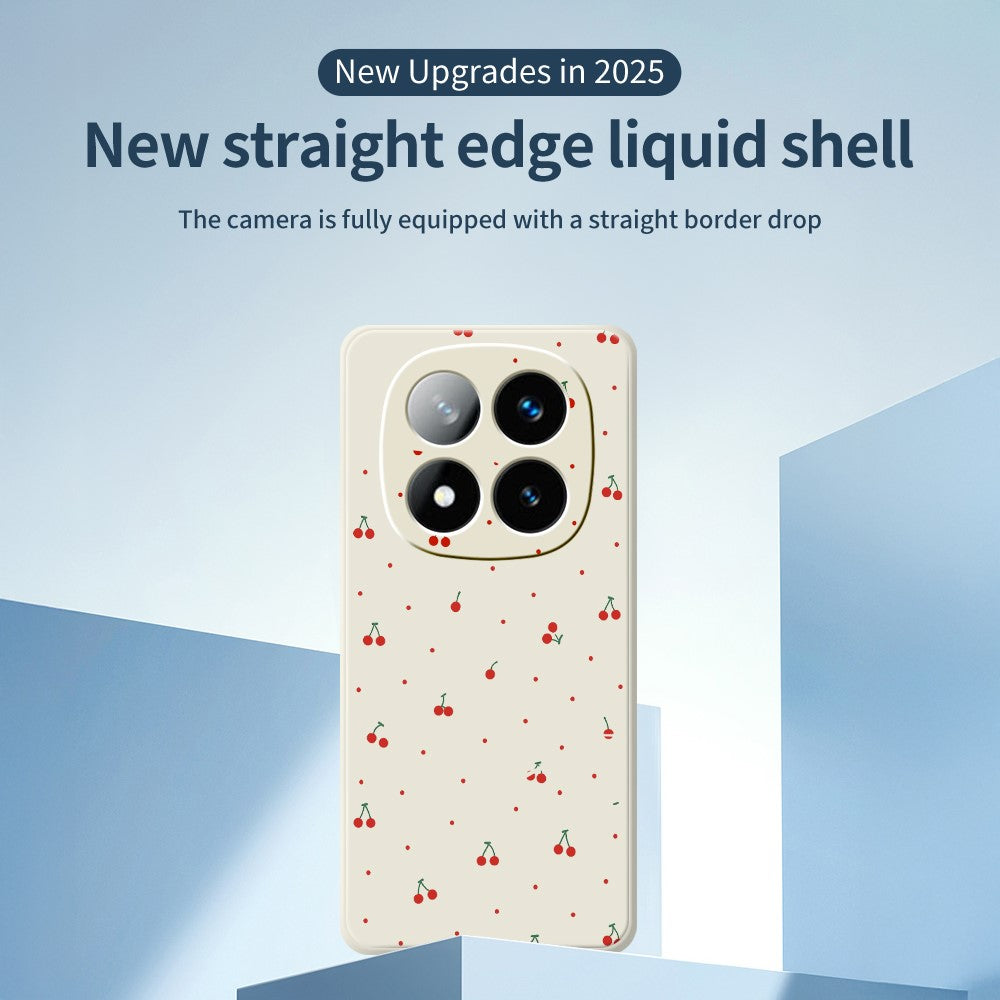 For Xiaomi Redmi Note 15 Pro+ 5G (Global)  /  Poco M8 Pro 5G Case Red Cherry Pattern Printing Straight Edge TPU Phone Back Cover