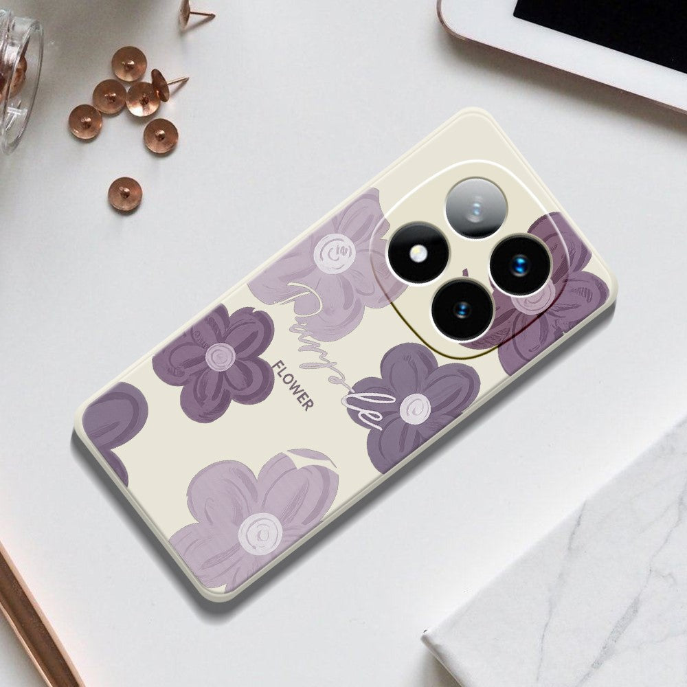 For Xiaomi Redmi Note 15 Pro+ 5G (Global)  /  Poco M8 Pro 5G Case Purple Flower Pattern Printing Straight Edge TPU Phone Back Cover