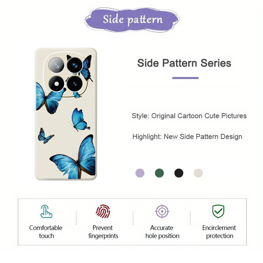 For Xiaomi Redmi Note 15 Pro 4G (Global) Case Blue Butterflies Pattern Printing Straight Edge TPU Phone Back Cover