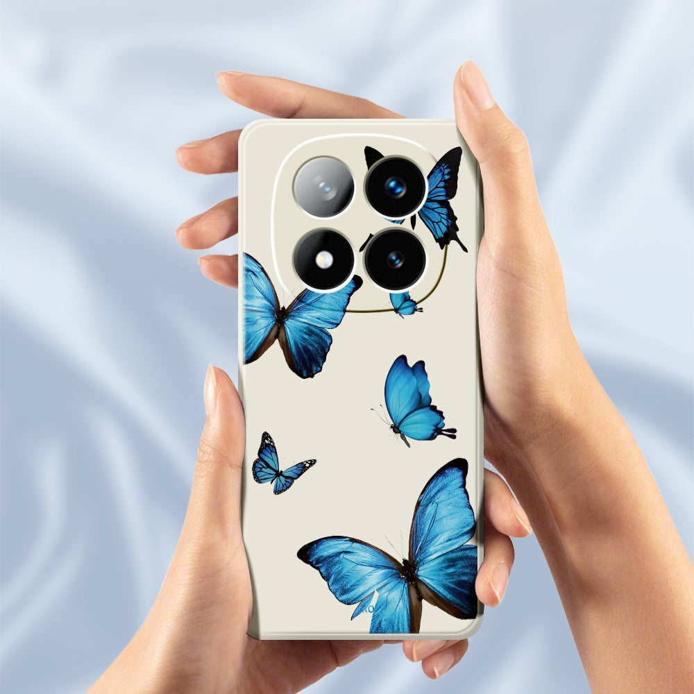 For Xiaomi Redmi Note 15 Pro 4G (Global) Case Blue Butterflies Pattern Printing Straight Edge TPU Phone Back Cover
