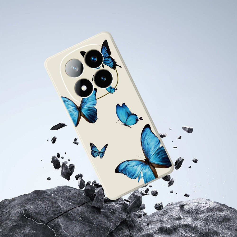 For Xiaomi Redmi Note 15 Pro 4G (Global) Case Blue Butterflies Pattern Printing Straight Edge TPU Phone Back Cover
