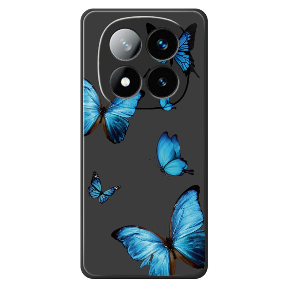 For Xiaomi Redmi Note 15 Pro 4G (Global) Case Blue Butterflies Pattern Printing Straight Edge TPU Phone Back Cover