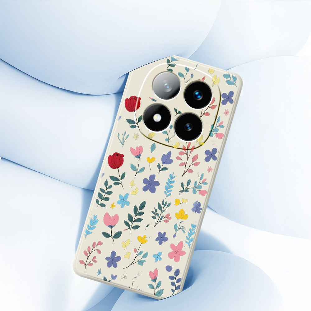 Xiaomi Redmi Note 15 Pro 4G (Global) Skal Färgglada Blommor Grenar Mönster Tryck Rak Kant TPU mobil Baksida