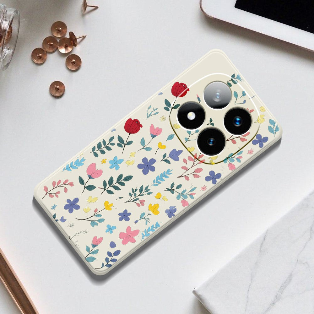 Xiaomi Redmi Note 15 Pro 4G (Global) Skal Färgglada Blommor Grenar Mönster Tryck Rak Kant TPU mobil Baksida