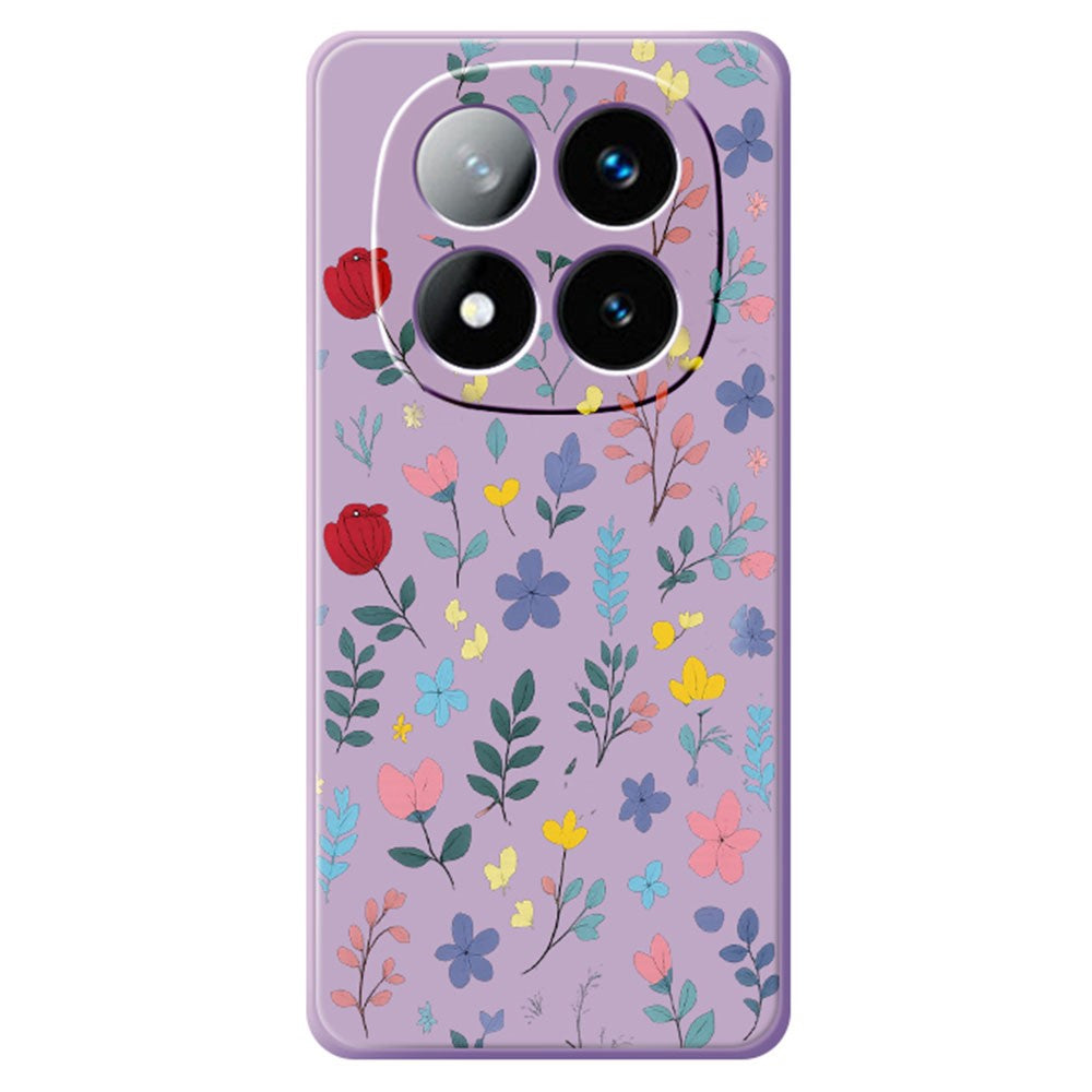 Xiaomi Redmi Note 15 Pro 4G (Global) Skal Färgglada Blommor Grenar Mönster Tryck Rak Kant TPU mobil Baksida