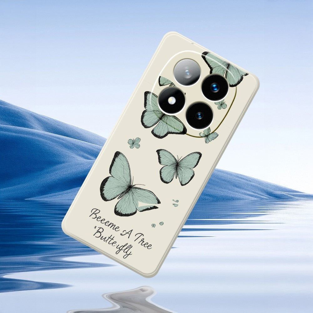 For Xiaomi Redmi Note 15 Pro 4G (Global) Case Green Butterfly Pattern Printing Straight Edge TPU Phone Back Cover