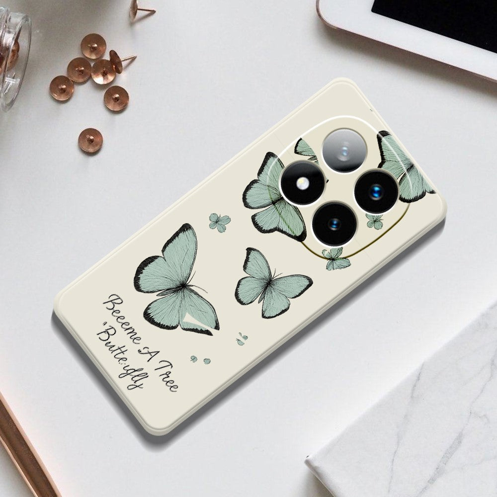 For Xiaomi Redmi Note 15 Pro 4G (Global) Case Green Butterfly Pattern Printing Straight Edge TPU Phone Back Cover