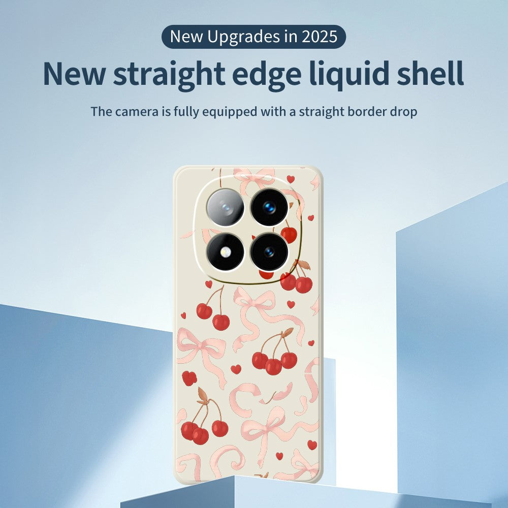 For Xiaomi Redmi Note 15 Pro 4G (Global) Case Big Bow Cherry Pattern Printing Straight Edge TPU Phone Back Cover