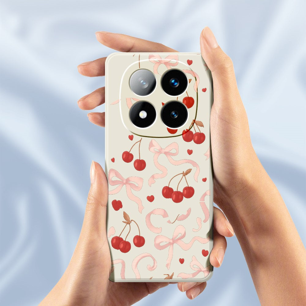 For Xiaomi Redmi Note 15 Pro 4G (Global) Case Big Bow Cherry Pattern Printing Straight Edge TPU Phone Back Cover