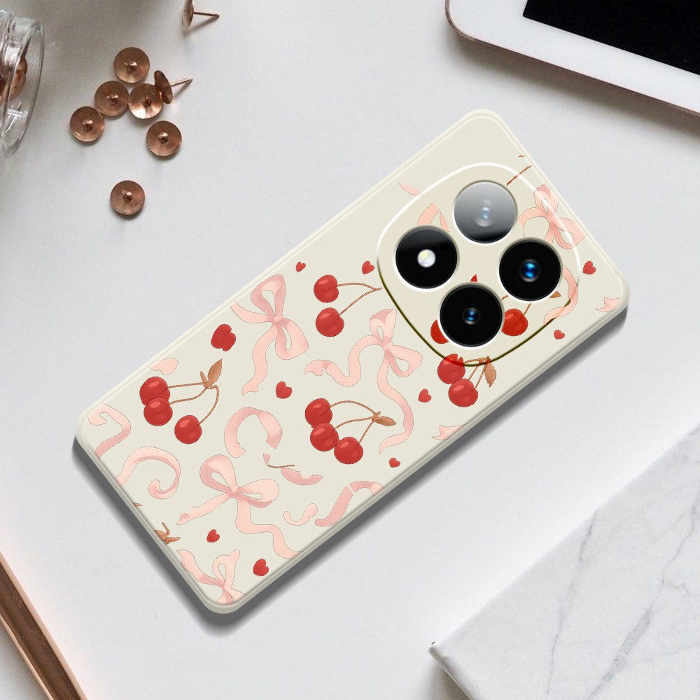 For Xiaomi Redmi Note 15 Pro 4G (Global) Case Big Bow Cherry Pattern Printing Straight Edge TPU Phone Back Cover