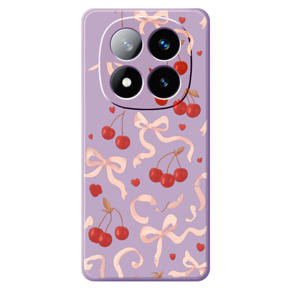 For Xiaomi Redmi Note 15 Pro 4G (Global) Case Big Bow Cherry Pattern Printing Straight Edge TPU Phone Back Cover