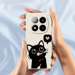 For Xiaomi Redmi Note 15 Pro 4G (Global) Case Love Black Cat Pattern Printing Straight Edge TPU Phone Back Cover