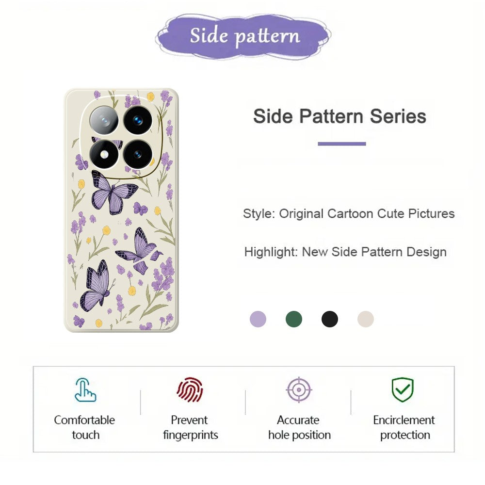 For Xiaomi Redmi Note 15 Pro 4G (Global) Case Purple Butterflies Pattern Printing Straight Edge TPU Phone Back Cover