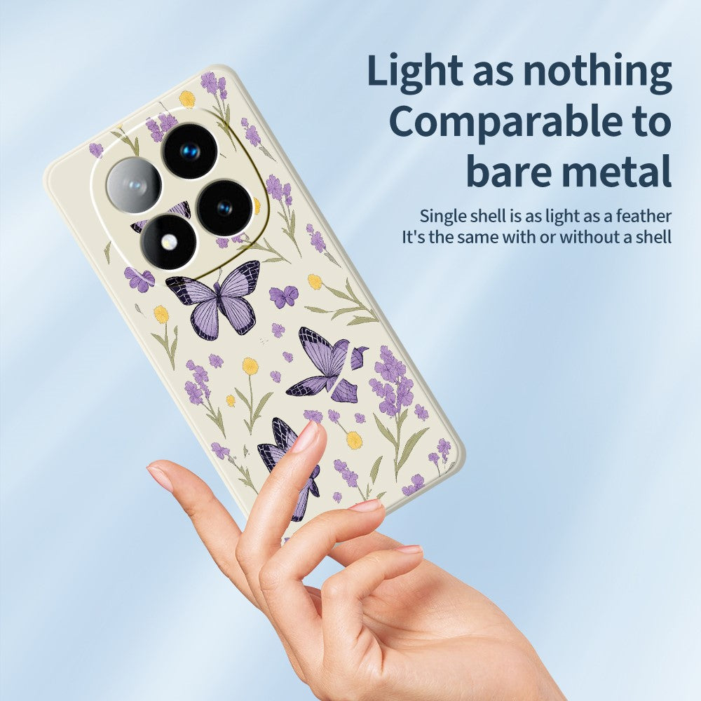 For Xiaomi Redmi Note 15 Pro 4G (Global) Case Purple Butterflies Pattern Printing Straight Edge TPU Phone Back Cover