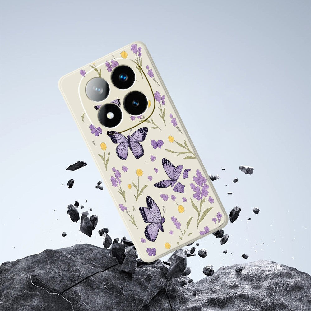 For Xiaomi Redmi Note 15 Pro 4G (Global) Case Purple Butterflies Pattern Printing Straight Edge TPU Phone Back Cover