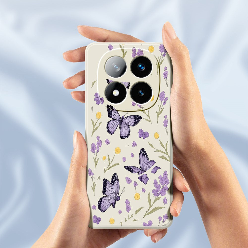 For Xiaomi Redmi Note 15 Pro 4G (Global) Case Purple Butterflies Pattern Printing Straight Edge TPU Phone Back Cover