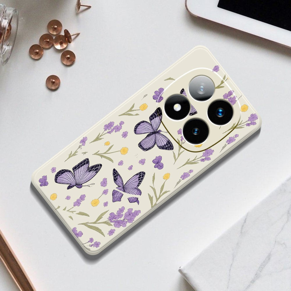 For Xiaomi Redmi Note 15 Pro 4G (Global) Case Purple Butterflies Pattern Printing Straight Edge TPU Phone Back Cover