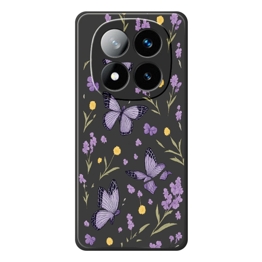 For Xiaomi Redmi Note 15 Pro 4G (Global) Case Purple Butterflies Pattern Printing Straight Edge TPU Phone Back Cover