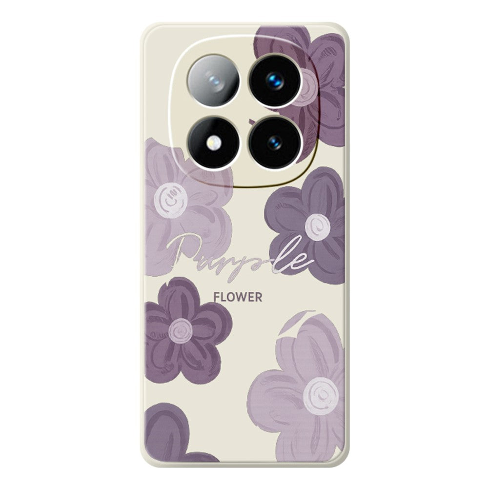 For Xiaomi Redmi Note 15 Pro 4G (Global) Case Purple Flower Pattern Printing Straight Edge TPU Phone Back Cover