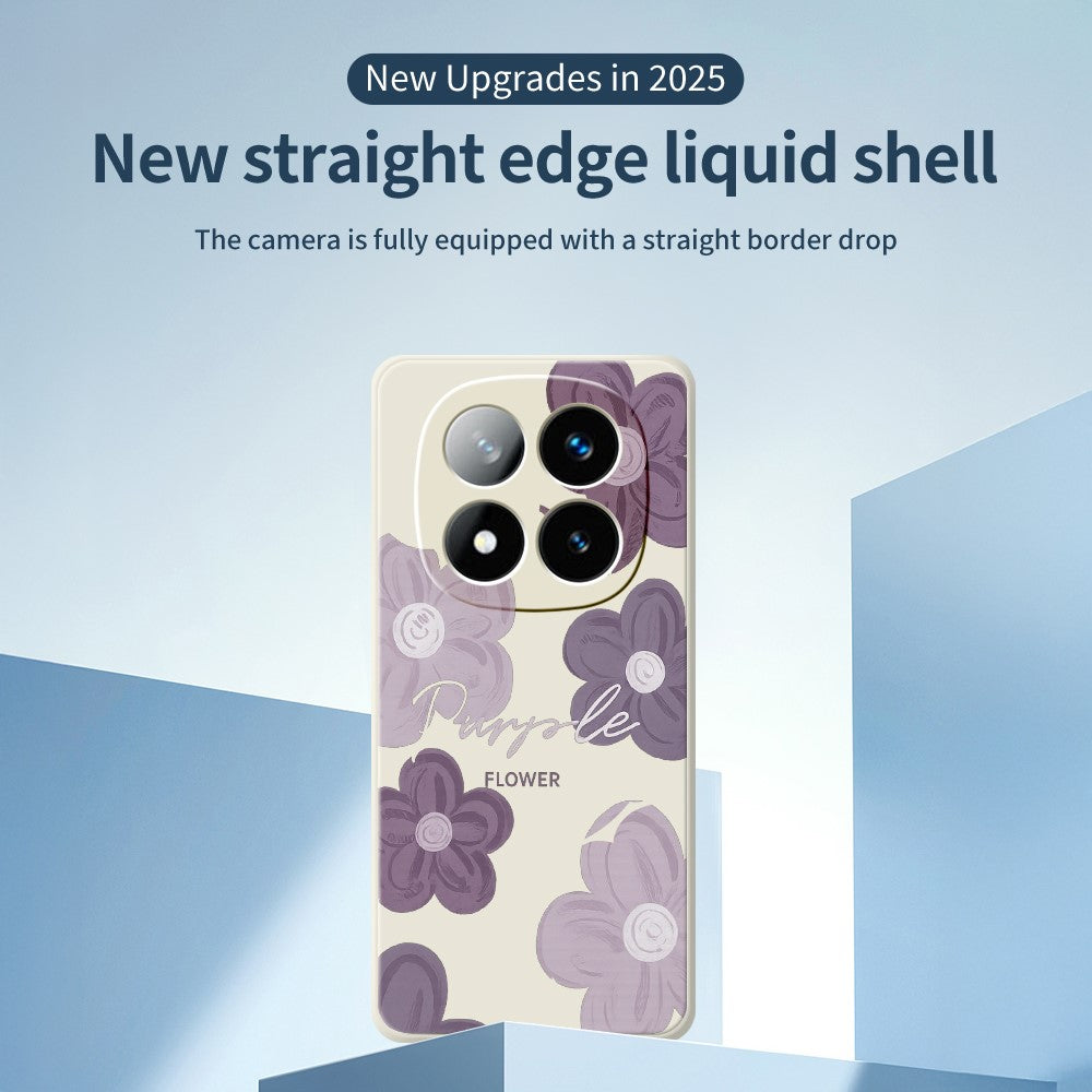 For Xiaomi Redmi Note 15 Pro 4G (Global) Case Purple Flower Pattern Printing Straight Edge TPU Phone Back Cover