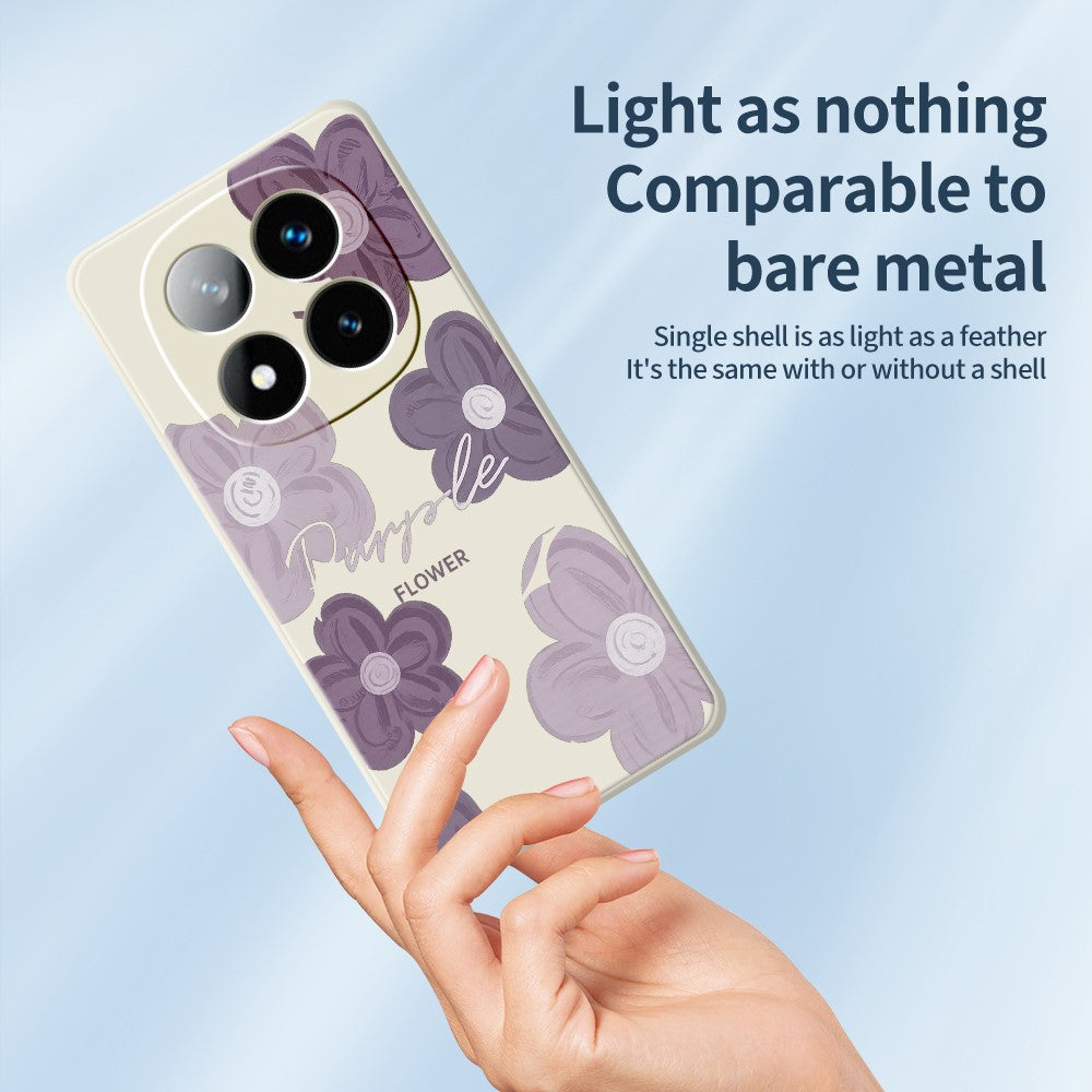 For Xiaomi Redmi Note 15 Pro 4G (Global) Case Purple Flower Pattern Printing Straight Edge TPU Phone Back Cover