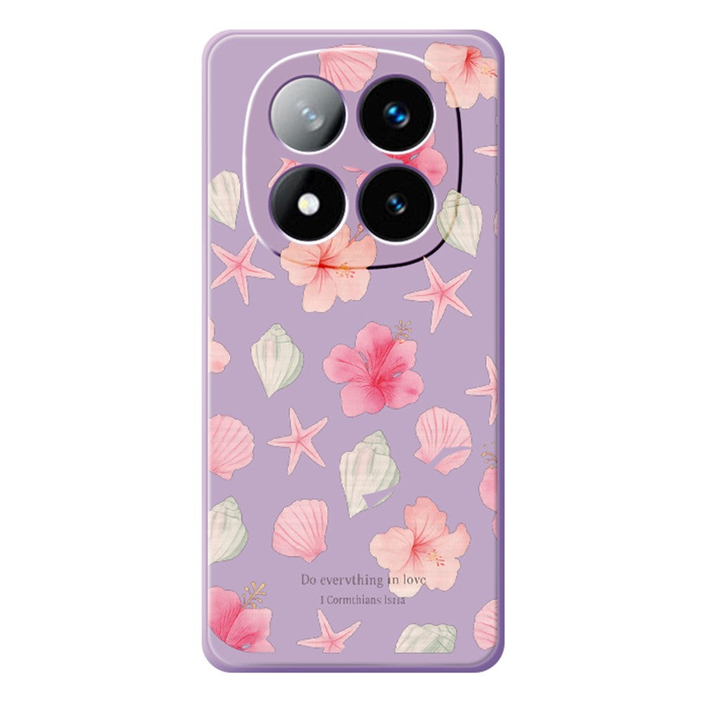 For Xiaomi Redmi Note 15 Pro 4G (Global) Case Shell Peach Blossom Pattern Printing Straight Edge TPU Phone Back Cover