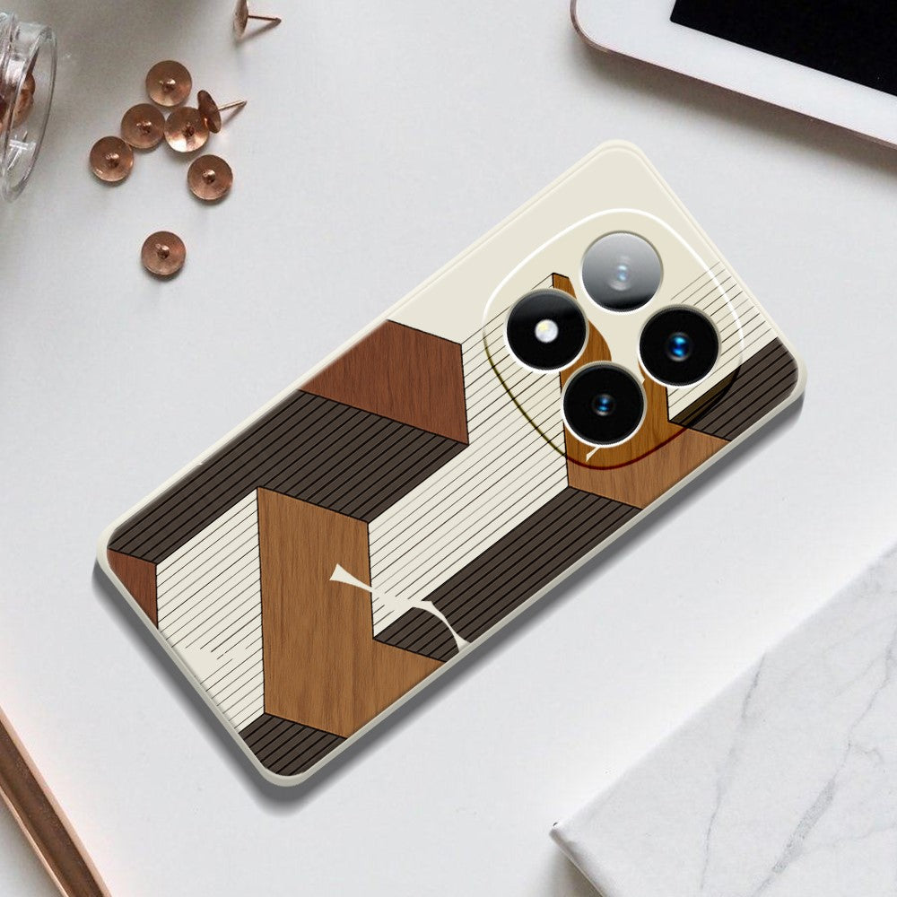 For Xiaomi Redmi Note 15 Pro 4G (Global) Case Geometric Wood Grain Pattern Printing Straight Edge TPU Phone Back Cover