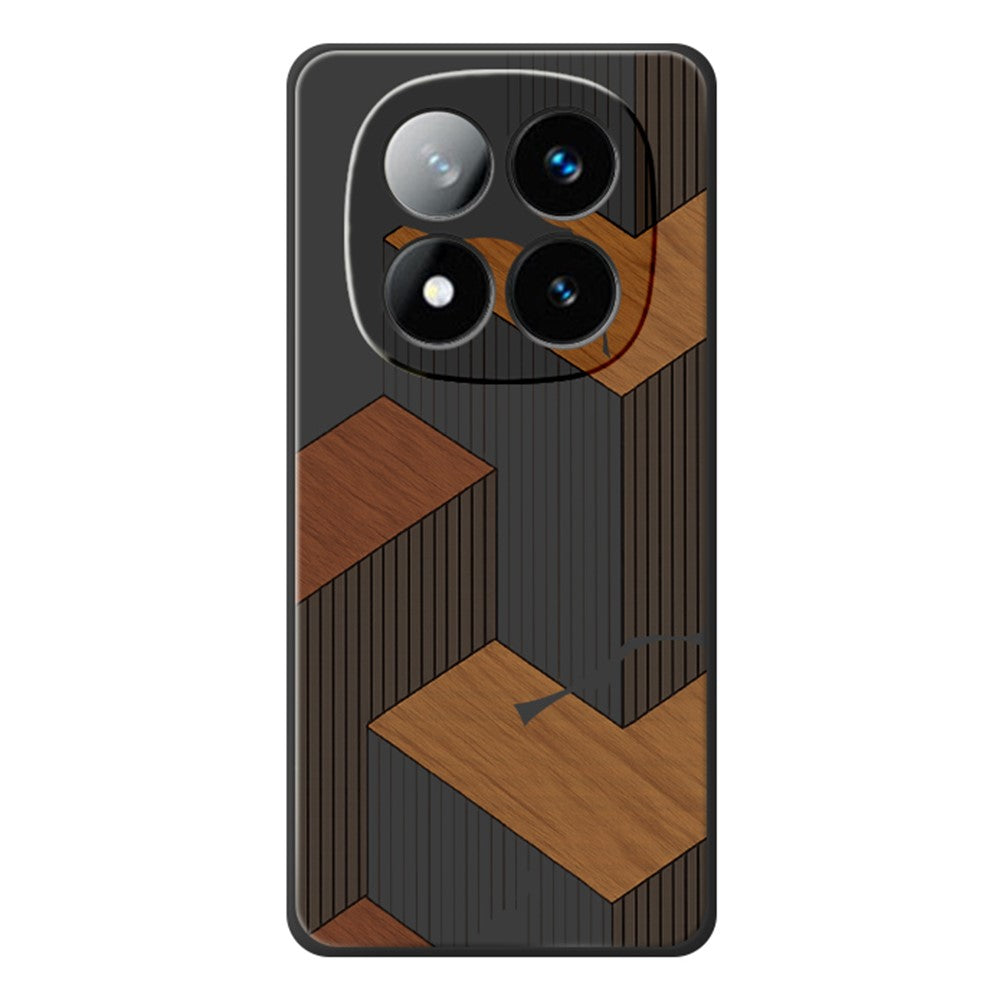 For Xiaomi Redmi Note 15 Pro 4G (Global) Case Geometric Wood Grain Pattern Printing Straight Edge TPU Phone Back Cover