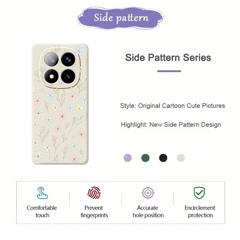 For Xiaomi Redmi Note 15 Pro 4G (Global) Case Small Flower Branches Pattern Printing Straight Edge TPU Phone Back Cover