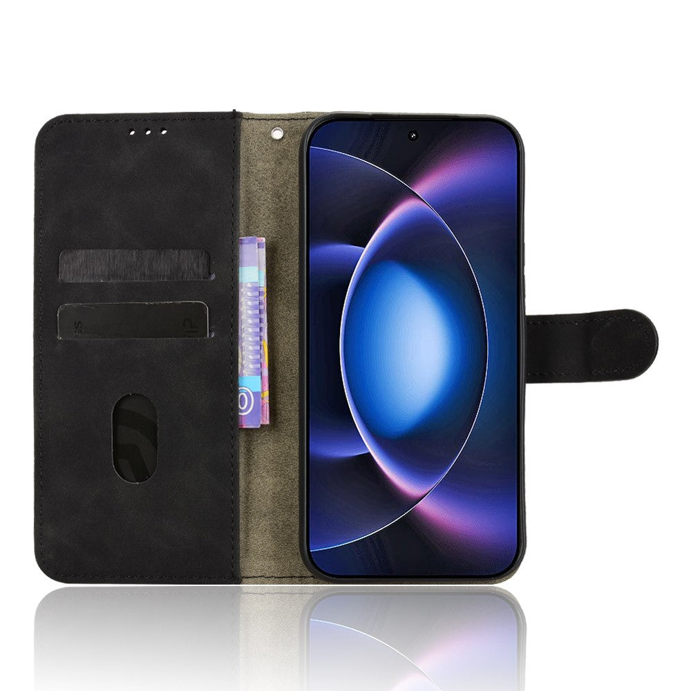 Läderfodral för Xiaomi 17 Max, skin-feel, droppskyddande plånboksfodral, fällbart mobilfodral