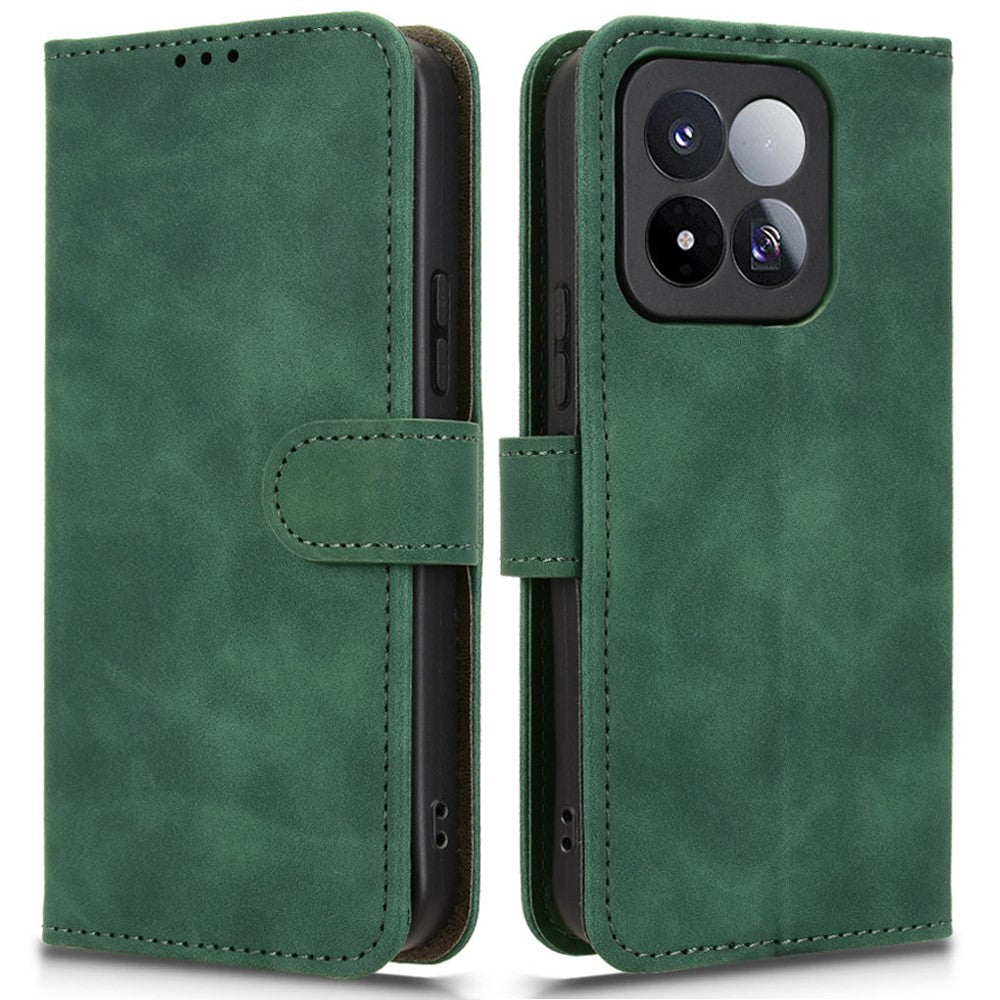 Läderfodral för Xiaomi 17 Max, skin-feel, droppskyddande plånboksfodral, fällbart mobilfodral