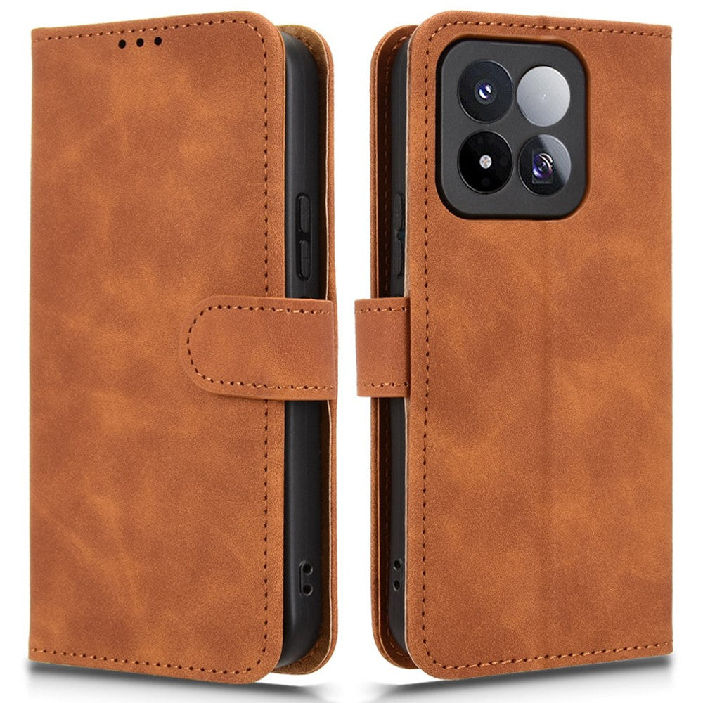 Läderfodral för Xiaomi 17 Max, skin-feel, droppskyddande plånboksfodral, fällbart mobilfodral