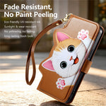 For Xiaomi 17T Pro Case Cute Cat Pattern PU Leather Wallet Phone Cover with Wrist Strap